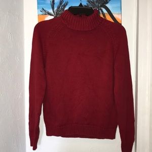 LL Bean Red Turtleneck Sweater Small